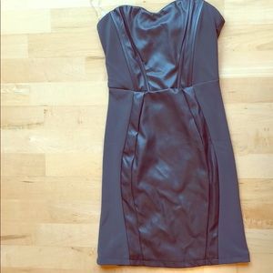 NWOT grey leather dress strapless sexy mini small